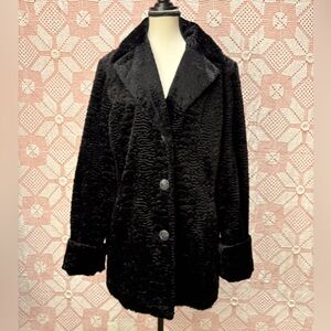 Black Faux Astrakhan Swing Coat • Vintage Inspired Statement Jacket